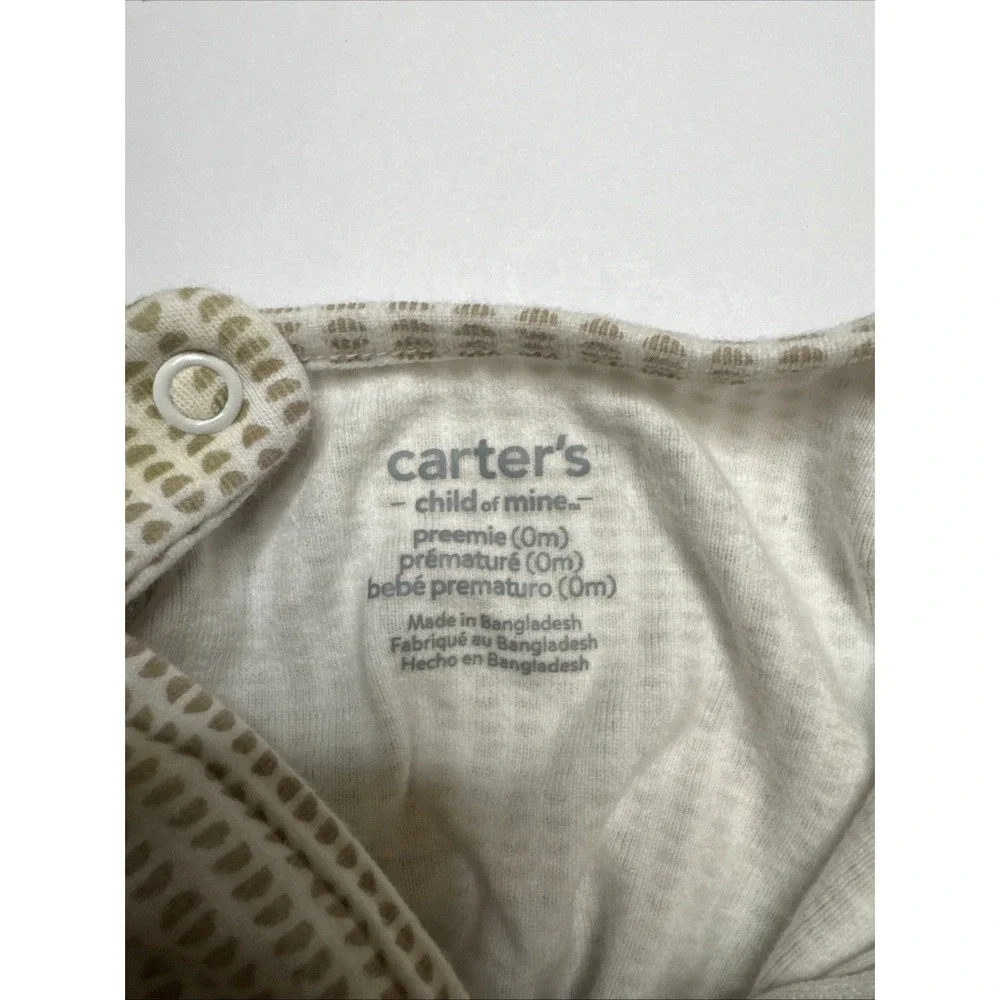 Carters Child of‎ Mine Preemie Footed Sleeper Tan Geometric Print Cotton Zipper